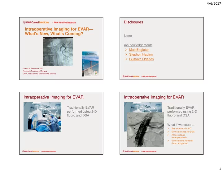 intraoperative imaging for evar what s new what s coming