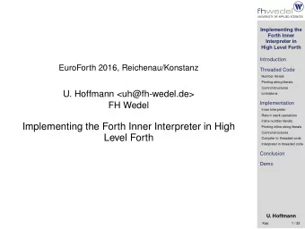 Implementing the Forth Inner Interpreter in High  Printing inline string literals  Control