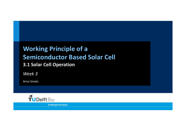 working principle of a semiconductor based solar cell