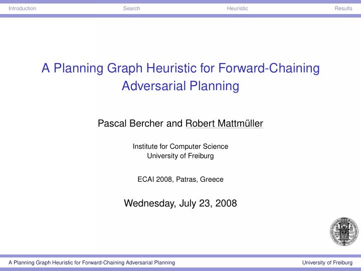 a planning graph heuristic for forward chaining