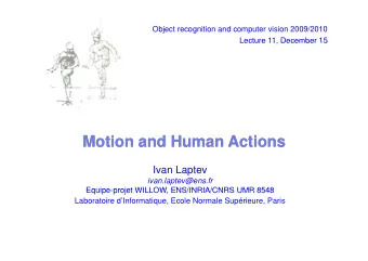 Motion and Human  Motion and Human Actions  Actions  Ivan Laptev  ivan.laptev@ens.fr  Equipe projet