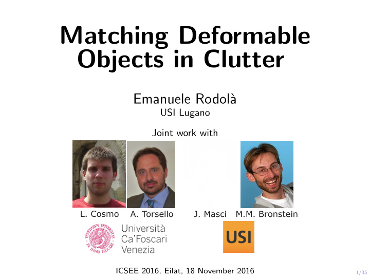matching deformable objects in clutter