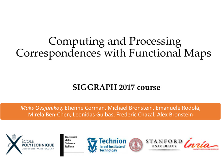 computing and processing correspondences with functional