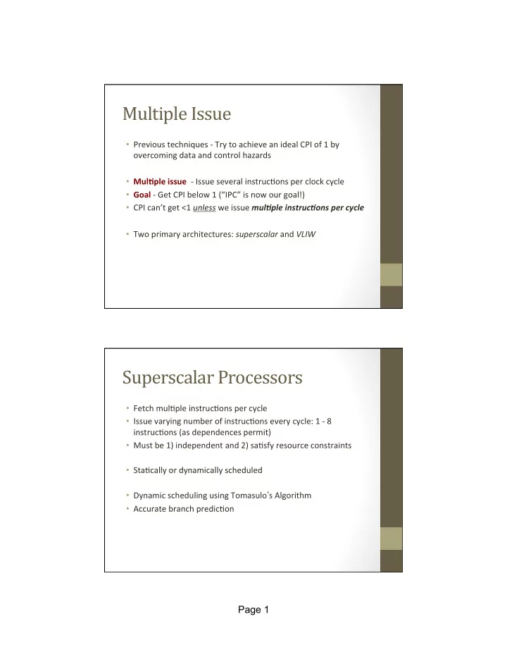 multiple issue