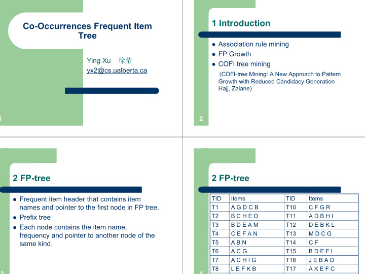 1 introduction co occurrences frequent item tree