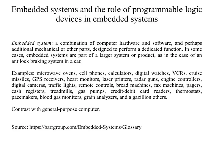embedded systems and the role of programmable logic