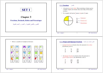 Fractions, Decimals, Ratios and Percentages  Fraction Line  Denominator