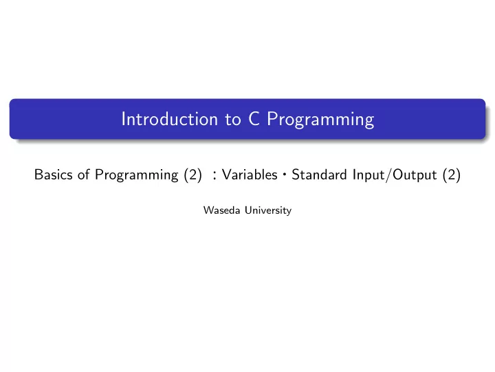 introduction to c programming
