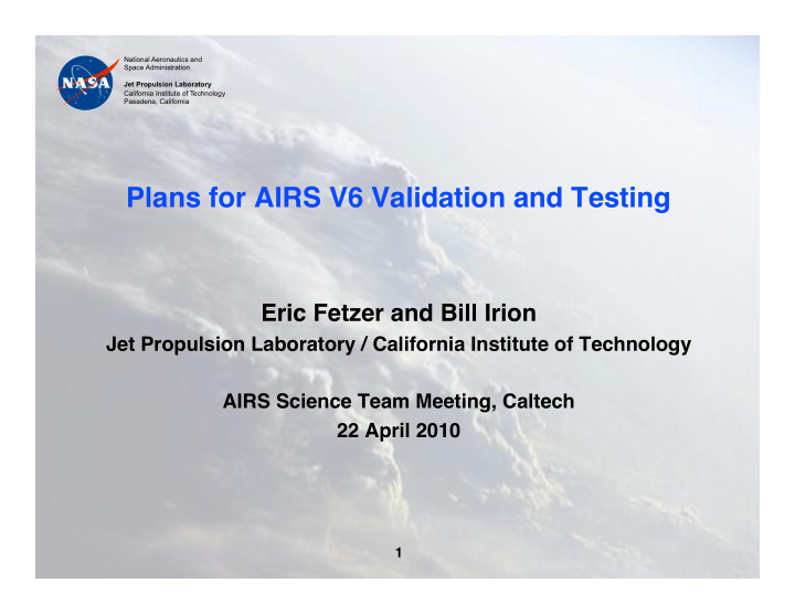 plans for airs v6 validation and testing