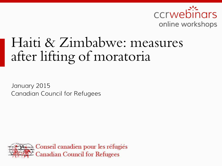 haiti amp zimbabwe measures after lifting of moratoria