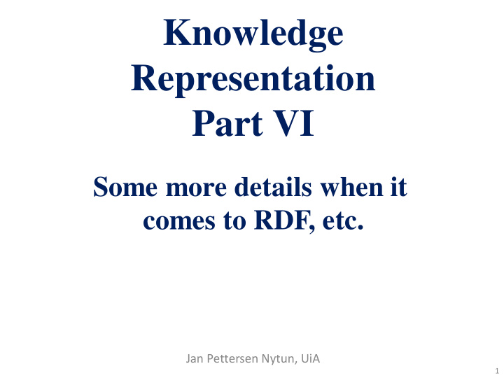 knowledge representation part vi