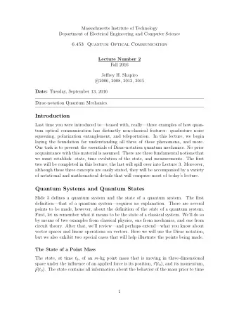 Introduction  Last time you were introduced toteased with, reallythree examples of how quan-