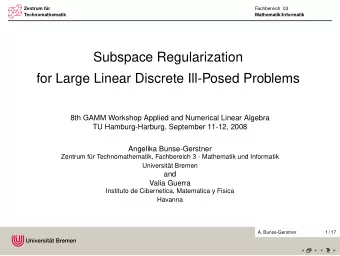 Subspace Regularization  for Large Linear Discrete Ill-Posed Problems  8th GAMM Workshop Applied
