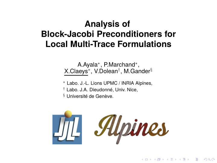 analysis of block jacobi preconditioners for local multi