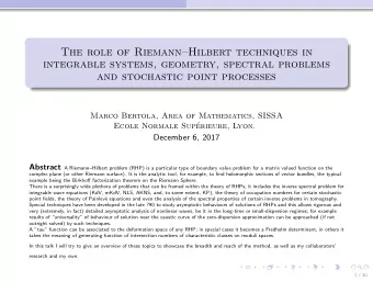 The role of RiemannHilbert techniques in  integrable systems, geometry, spectral problems  and