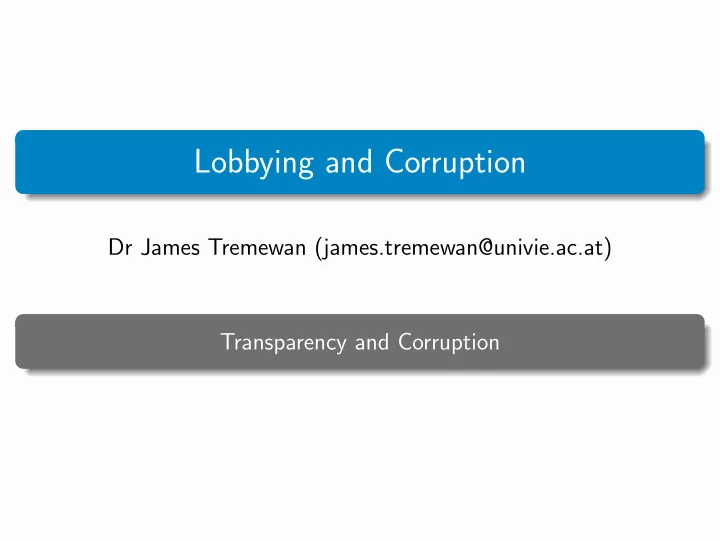 lobbying and corruption
