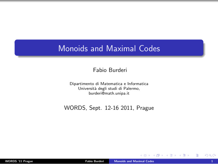 monoids and maximal codes