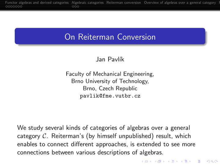 on reiterman conversion