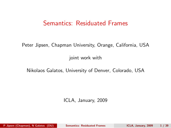 semantics residuated frames