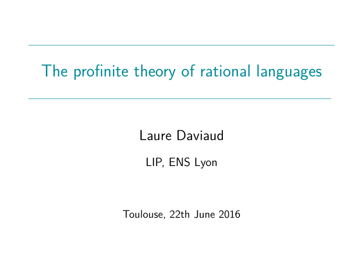 the profinite theory of rational languages
