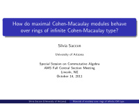 how do maximal cohen macaulay modules behave over rings