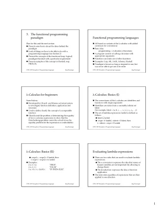 1 Some terminology   -conversion (I)  n In the expression  n Let V, W be variables and E