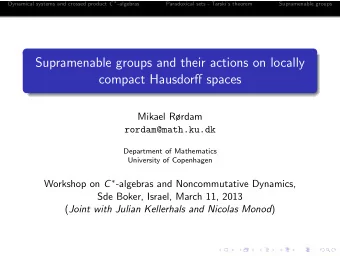 Supramenable groups and their actions on locally  compact Hausdorff spaces  Mikael Rrdam