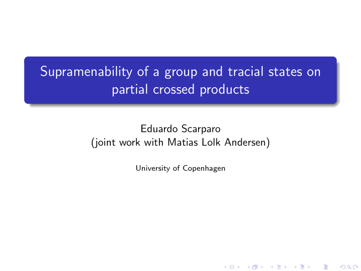 supramenability of a group and tracial states on partial