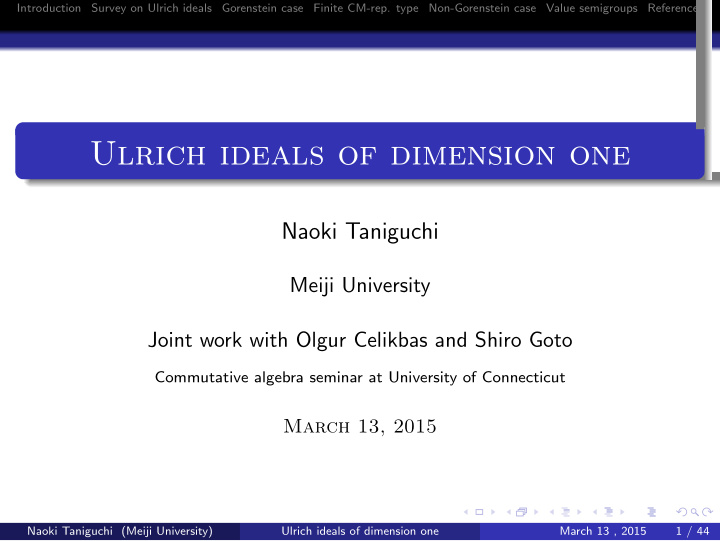 ulrich ideals of dimension one