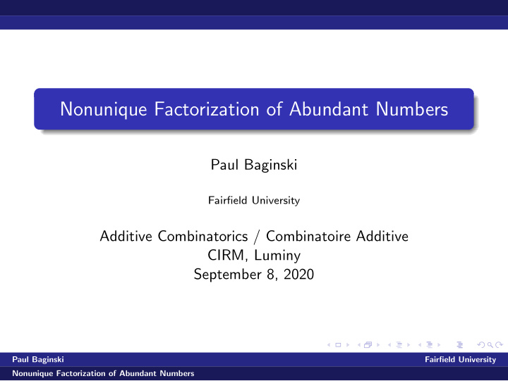 nonunique factorization of abundant numbers