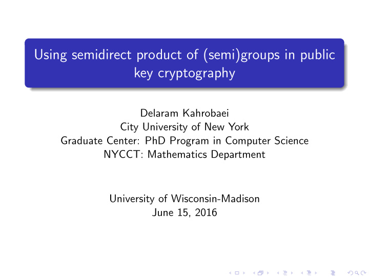 using semidirect product of semi groups in public key