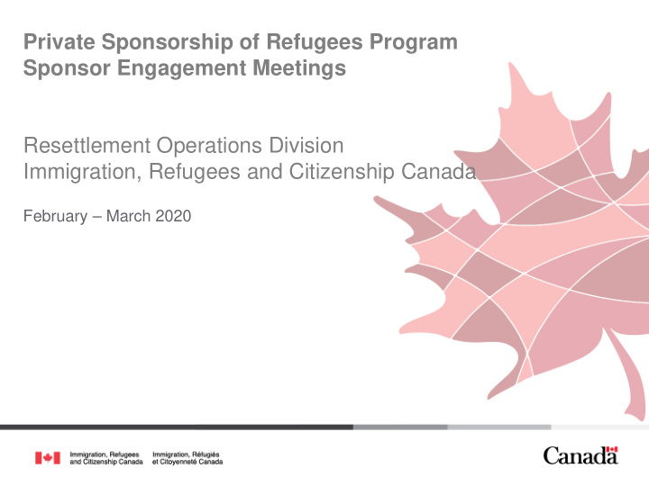 private sponsorship of refugees program sponsor
