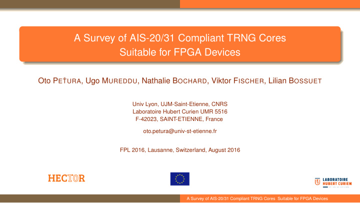 a survey of ais 20 31 compliant trng cores suitable for