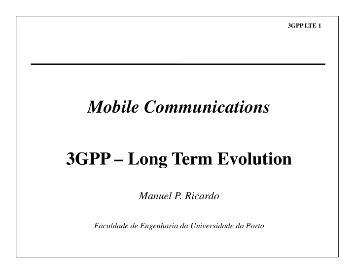 mobile communications 3gpp long term evolution