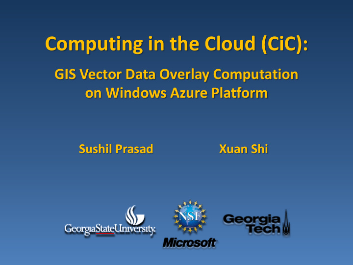 computing in the cloud cic