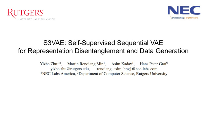 s3vae self supervised sequential vae for representation