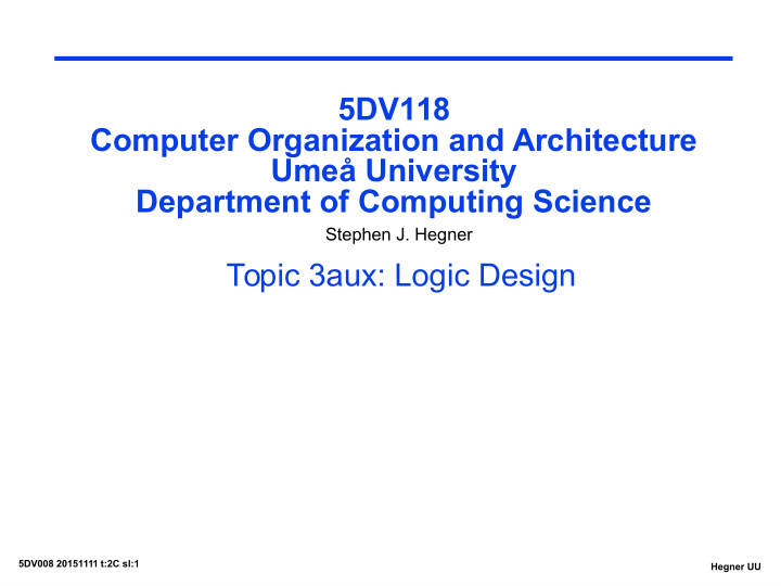 5dv118 computer organization and architecture ume