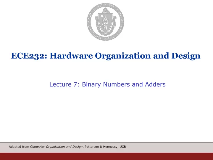 ece232 hardware organization and design