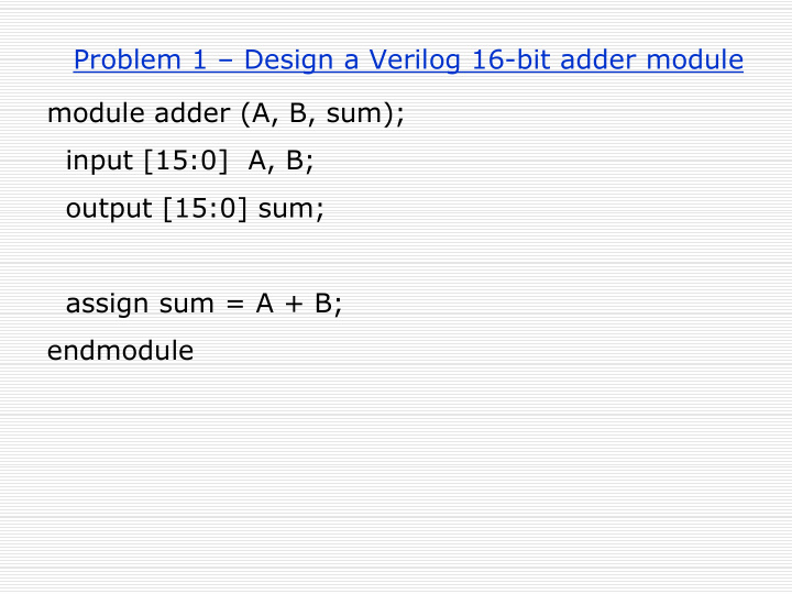 problem 1 design a verilog 16 bit adder module module