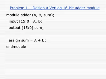 Problem 1  Design a Verilog 16-bit adder module  module adder (A, B, sum);  input [15:0]  A, B;