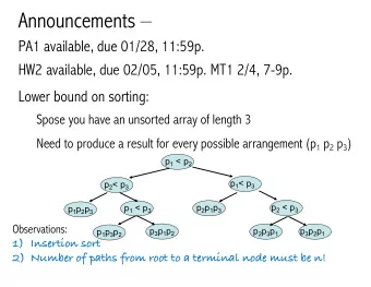 Announcements   PA1 available, due 01/28, 11:59p.  HW2 available, due 02/05, 11:59p. MT1 2/4,