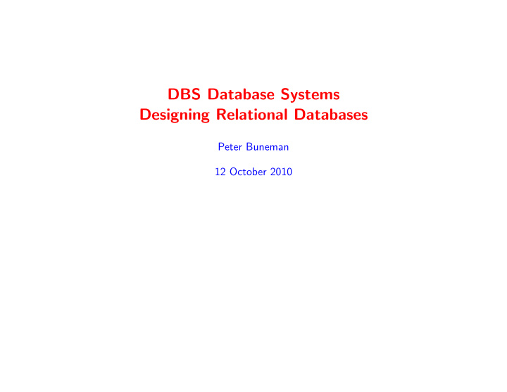dbs database systems designing relational databases