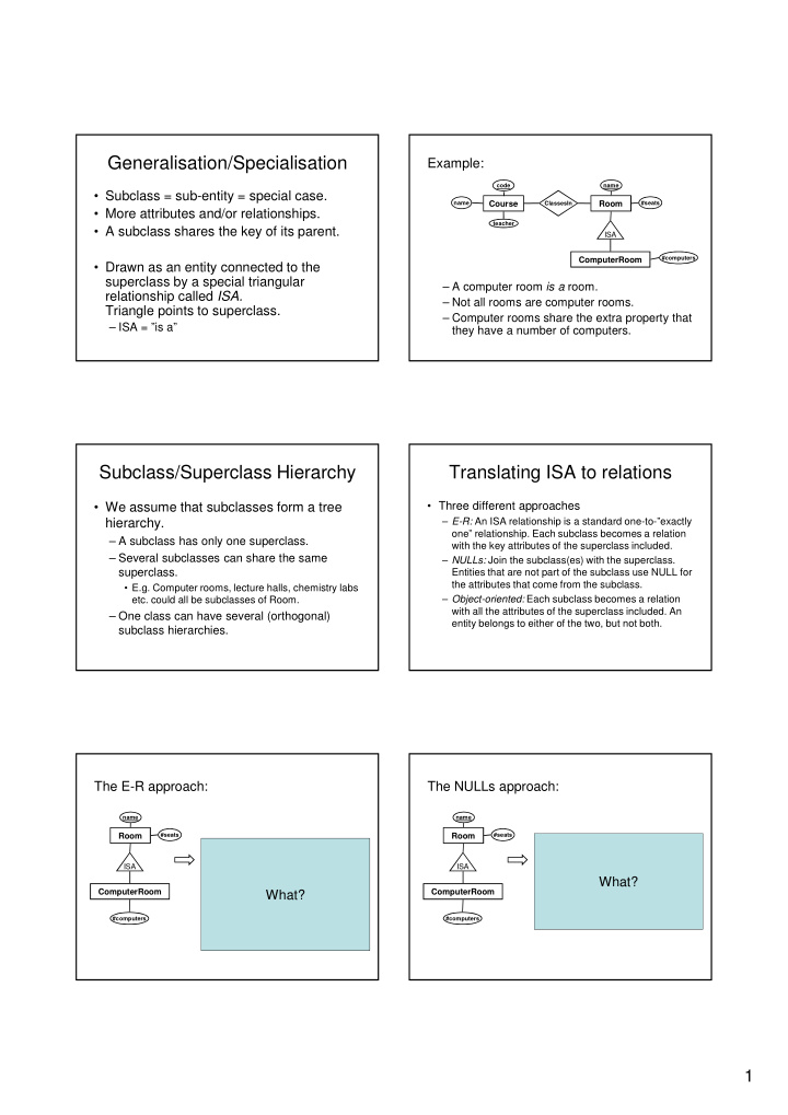 generalisation specialisation