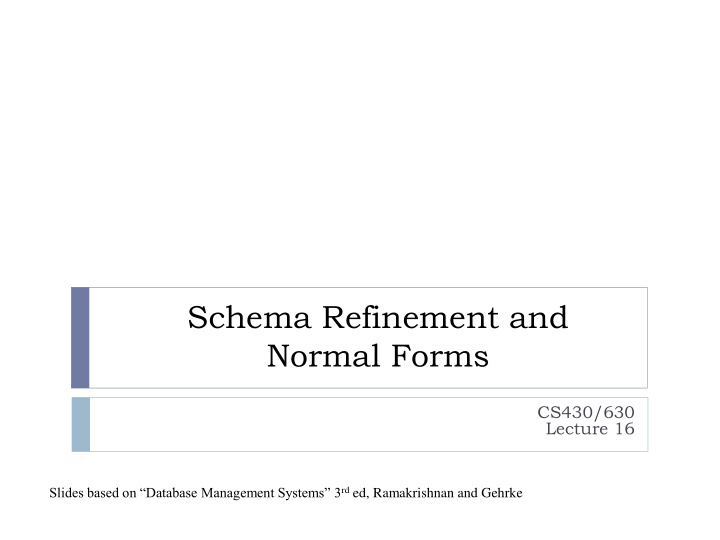 schema refinement and normal forms