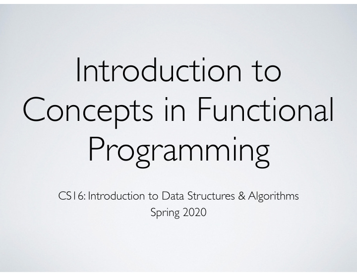 introduction to concepts in functional programming