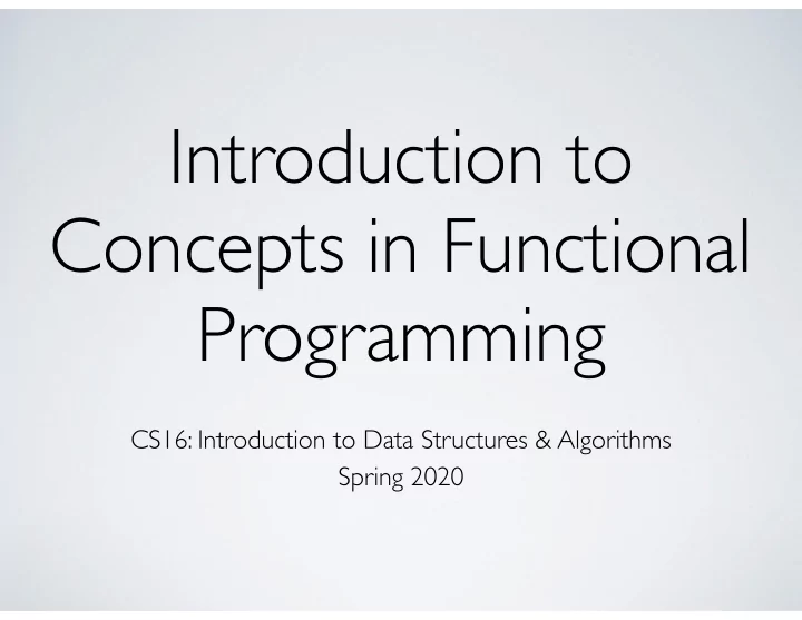 introduction to concepts in functional programming