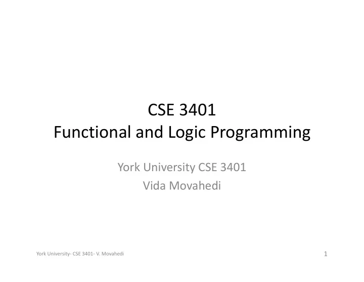cse 3401 functional and logic programming
