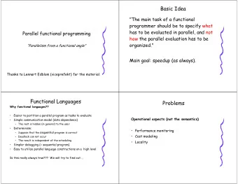 Basic Idea  The main task of a functional  programmer should be to specify what  has to be