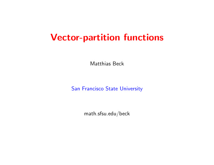 vector partition functions