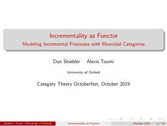 Incrementality as Functor  Modeling Incremental Processes with Monoidal Categories  Dan Shiebler